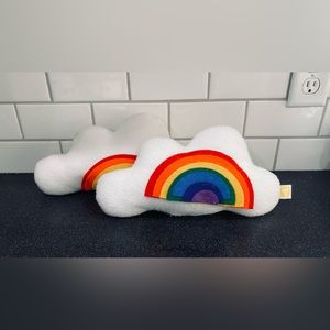Two Rainbow Cloud Kiwico Felt Throw Pillow 12"